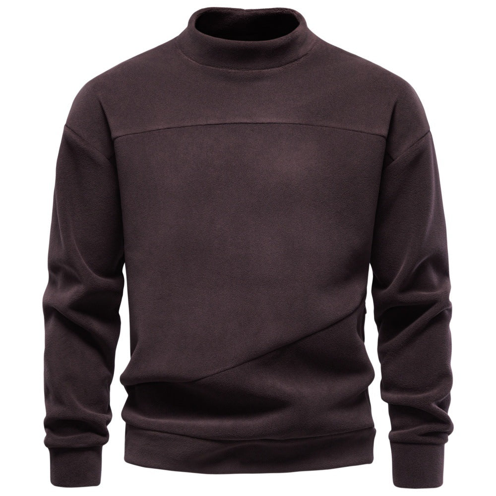 Męska Przytulny Microfleece Pulower z Stójka i Diagonal Ozdobny Stitches