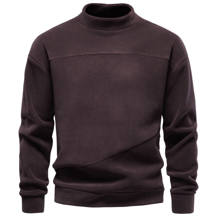 Męska Przytulny Microfleece Pulower z Stójka i Diagonal Ozdobny Stitches
