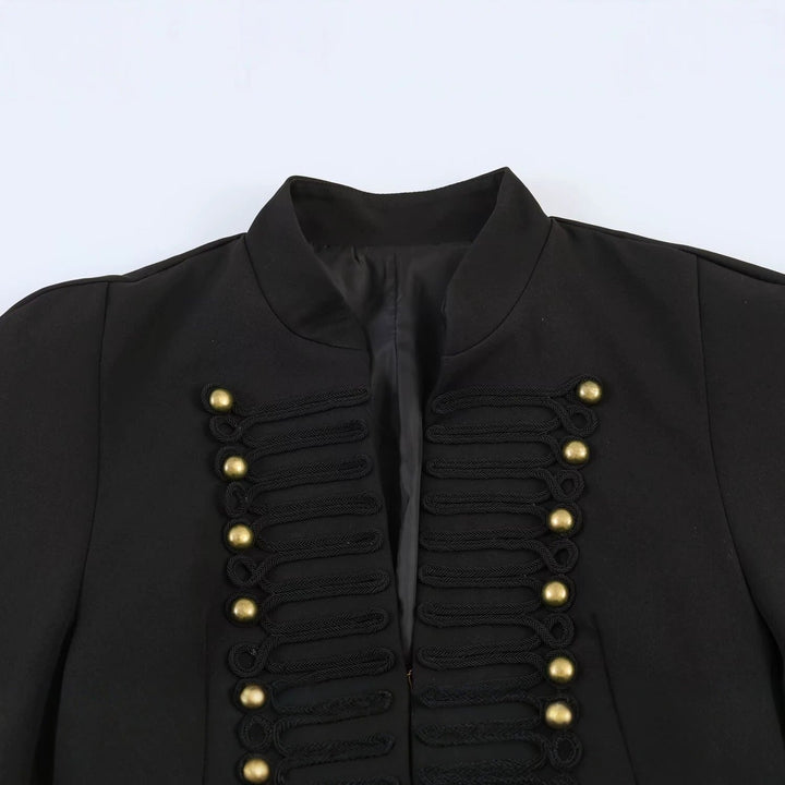 Damskie Inspirowany militarnie krótka kurtka z stójka i ozdobny guzik detail