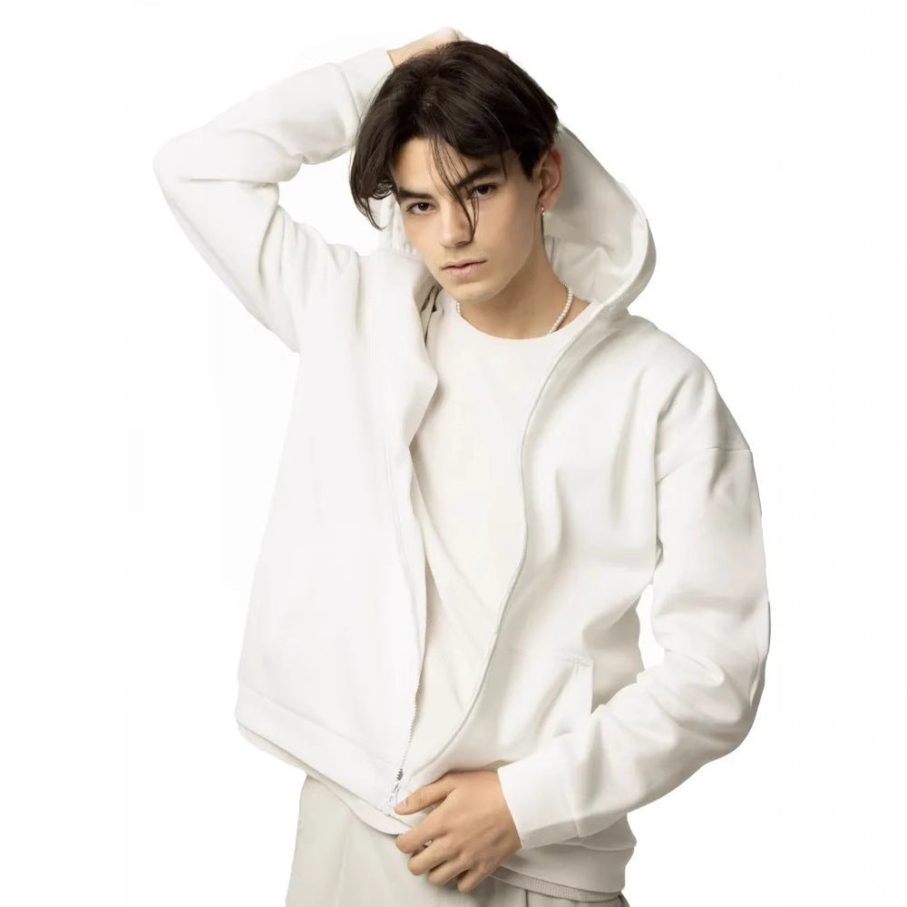 Męska nan minimalistyczny bluza z zamkiem i kapturem z clean oversize Krój i miękki French terry Podszewka