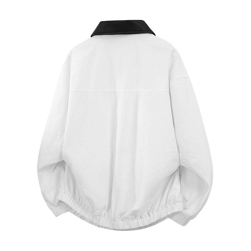 Męski Oversize Coach Kurtka z Shiny Kołnierz, Ukryty Snap Placket, i Elastic Dół
