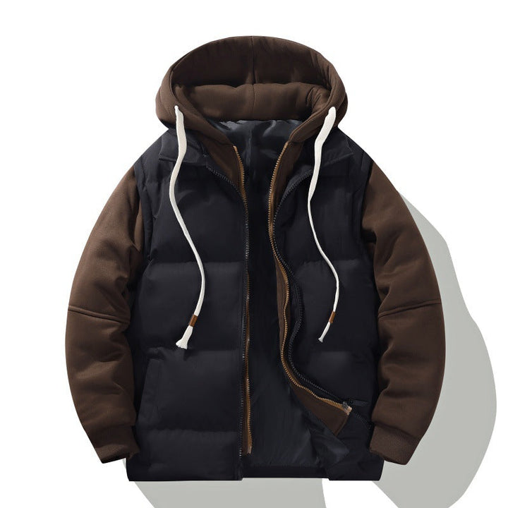 Męska two-layer z kapturem kurtka pikowana z detachable padding i miękki rękaw panels