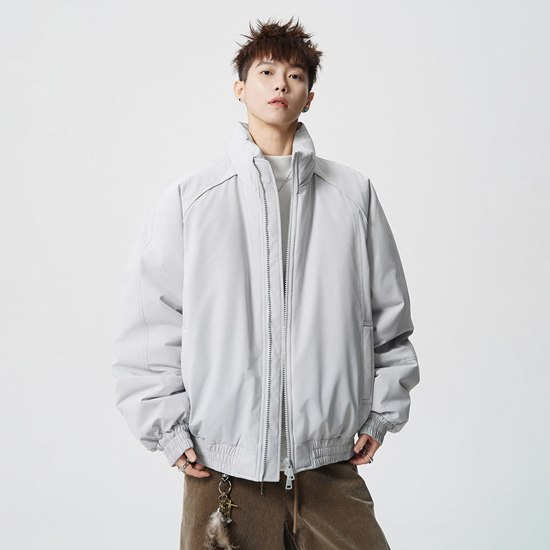Męski Oversized Windbreaker z Stójka i Elastic Mankiety