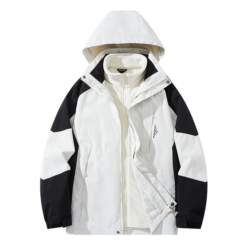 Męska wodoodporny two-warstwa trekkwg kurtka z removable fleece wner kurtka i kapturem