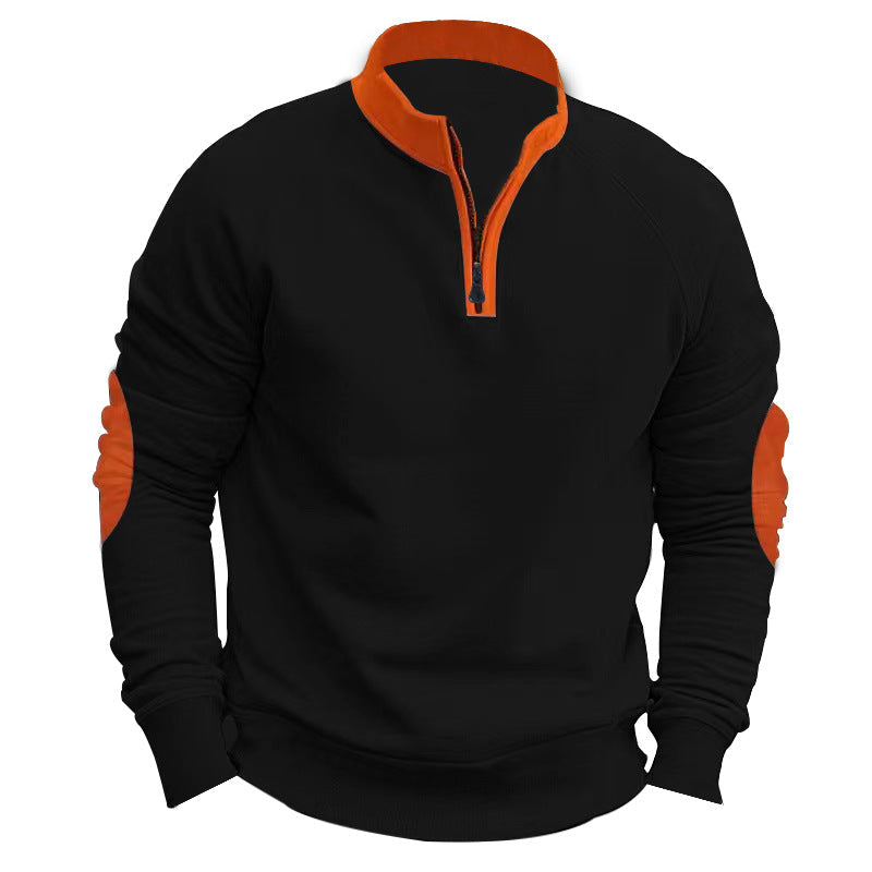 Męska raglanowy pulower z krótka zamek, Stójka i ergonomic elbow panels
