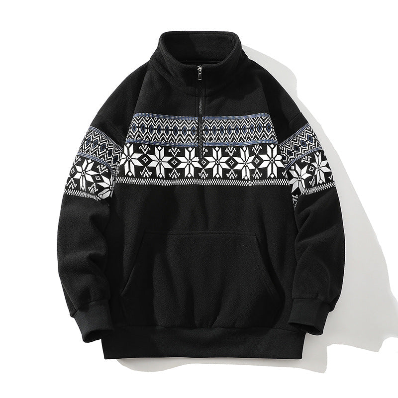 Unisex Norwegian pattern polarowa kurtka z ze stójką, all-round zamkiem błyskawicznym i ściągaczem Lumaza