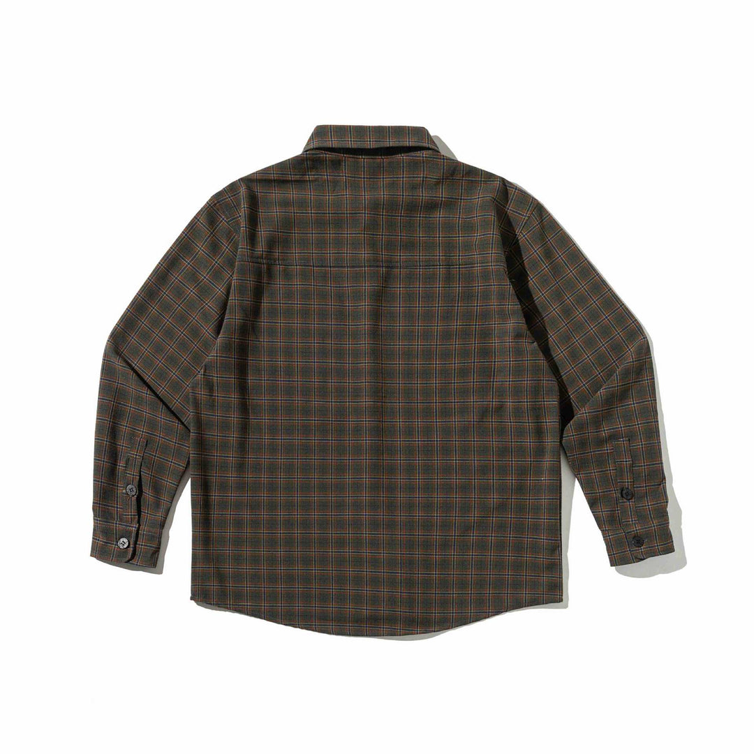 Męska checkered kurtka koszulowa z heavy twill z klatka piersiowa patka kieszenią i rounded dół