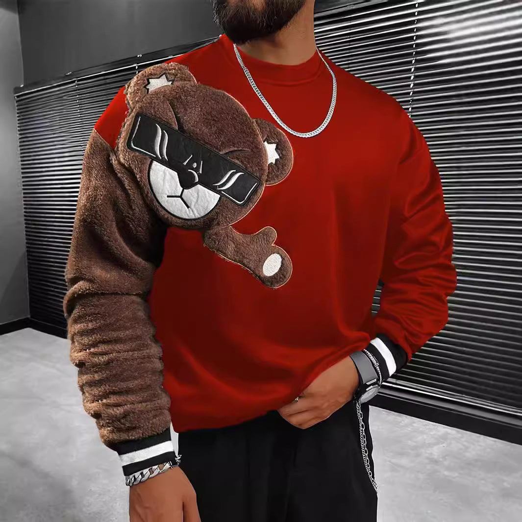 Męska Bluza z Pluszowy Bear Appliqué