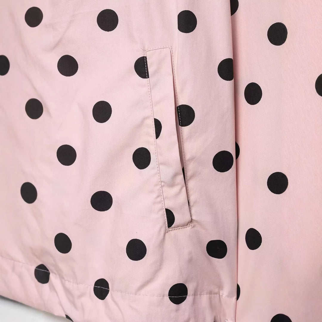 Damska lekka Dotted Anorak kurtka in krótka boxy Cut z ściągaczem i z wysokim kołnierzem Lumaza