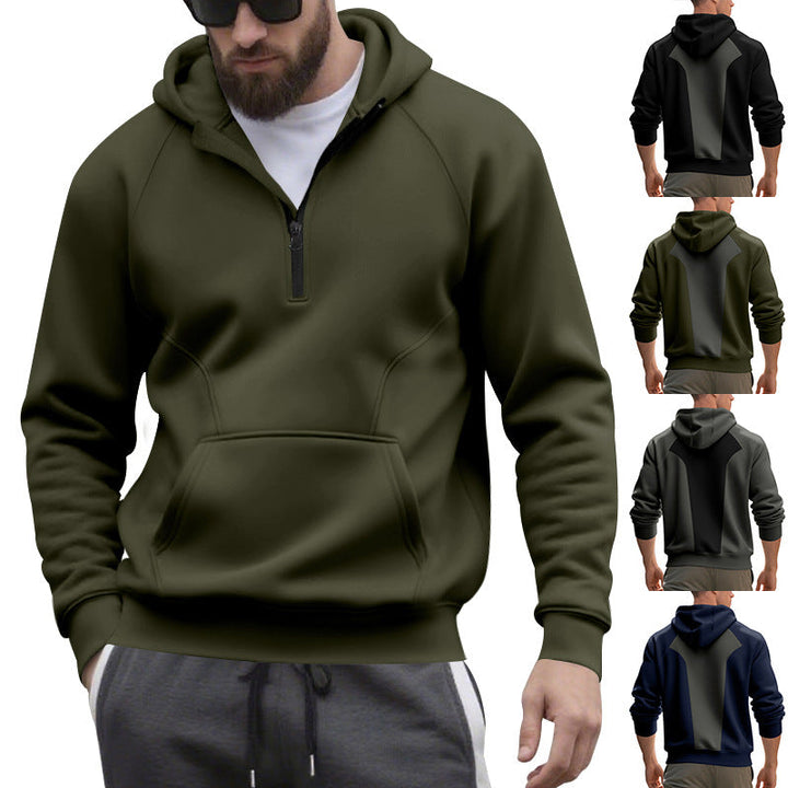 Męska krótki zamek bluza z kapturem w minimalistyczny softshell wygląd z kieszeń kangurka i raglanowy Rękawy