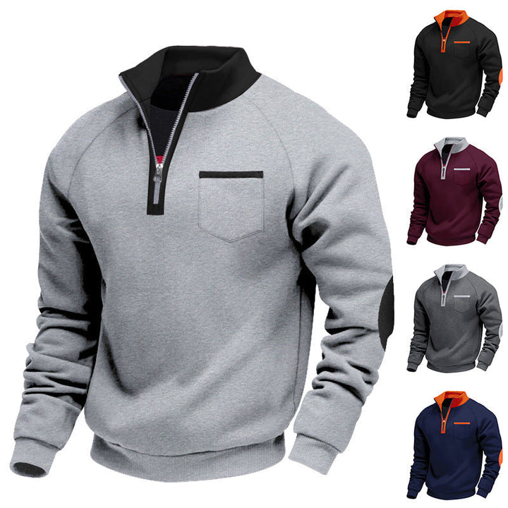 Męska Nano Polar Krótki zamek Pulower z Klatka piersiowa Kieszeń i Elbow Patches