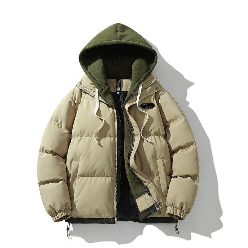 Męska Two-warstwa pikowana kurtka z Removable fleece kapturem i termiczny wsulation
