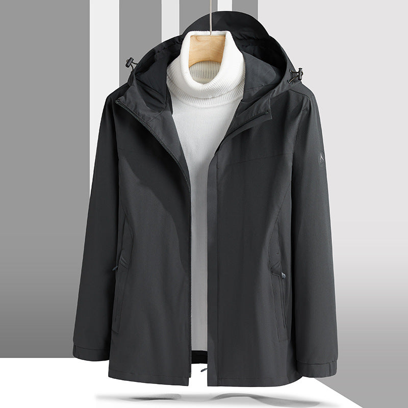 Męski Lekki Technical Kurtka softshell z Regulowany Kaptur i Minimalist Athletic Krój