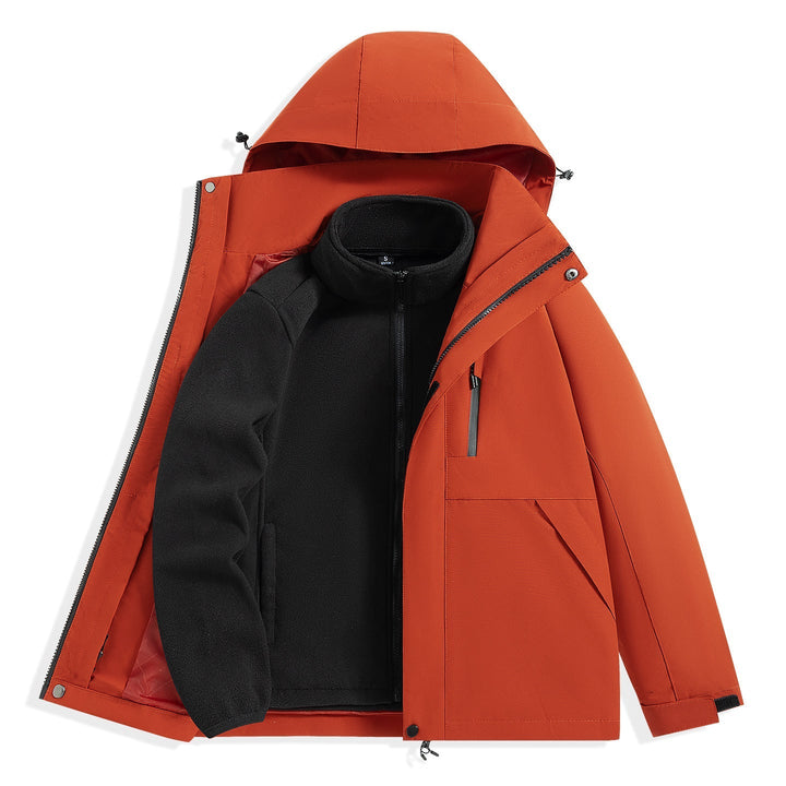 Męska two-warstwa outdoorowy parka z removable fleece wner kurtka i kapturem