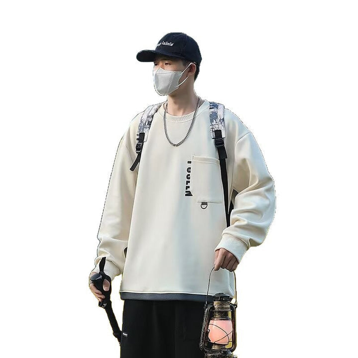Męska Oversize Streetwear Bluza z Klatka piersiowa Kieszeń i Ring Detail