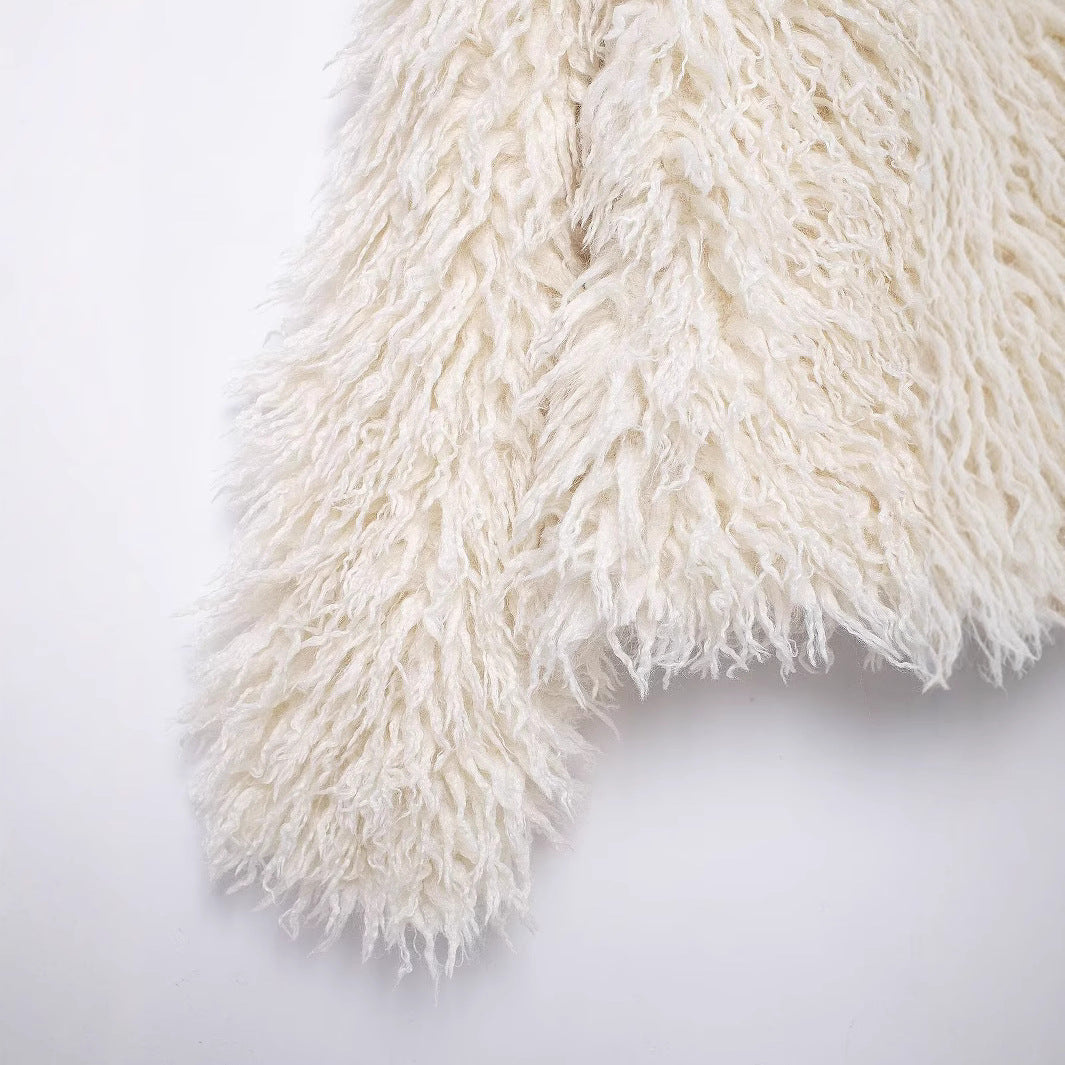 Damska krótka kurtka made of Faux Fur z długa-Pile Shag Structure Lumaza