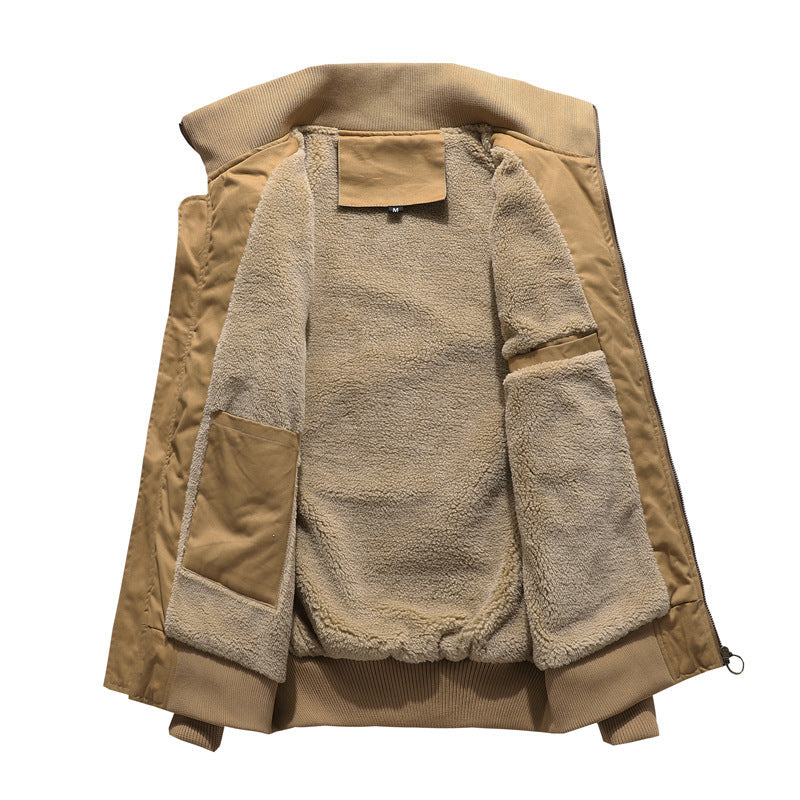 Męski Flight Kurtka z Sherpa Podszewka, Embroidered Naszywany Szczegóły, i Ribbed Dół