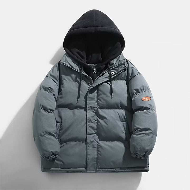 Męski Ocieplany Winter Puffer Kurtka z Two-Layer Kaptur i Elastic Mankiety