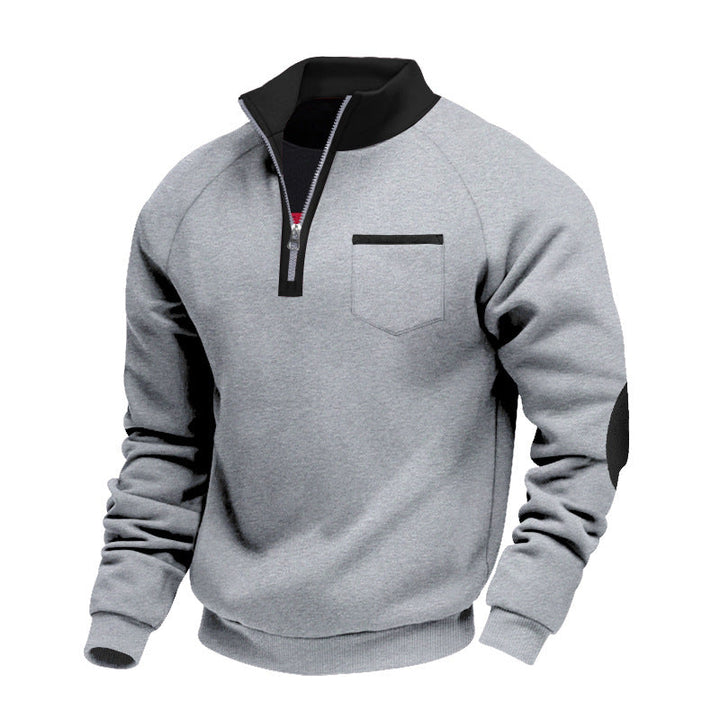 Męska Nano Polar Krótki zamek Pulower z Klatka piersiowa Kieszeń i Elbow Patches