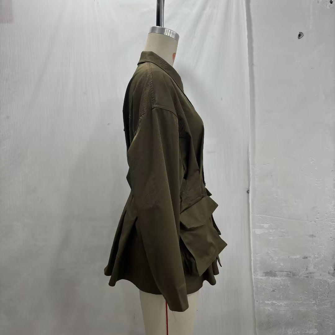 Damska oversize boxy Transitional kurtka z dużymi klapką kieszeniami i ściągaczem Lumaza