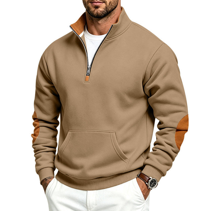 Męska bluza z half zamek, Stójka i elbow patches