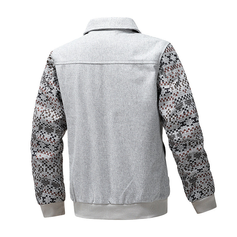 Męski zip-up knit kurtka z Norwegian rękawy