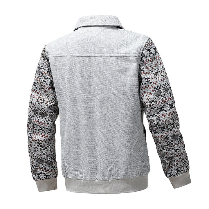 Męski zip-up knit kurtka z Norwegian rękawy