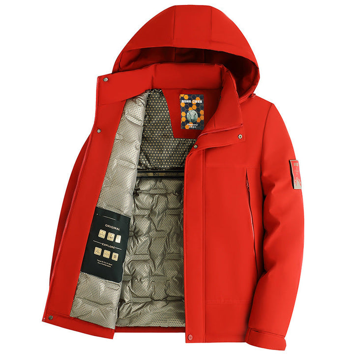 Męski Ocieplany Hoodie Kurtka z 3D Pikowany Podszewka i Wodoodporny Zewnętrzny Zewnętrzna warstwa