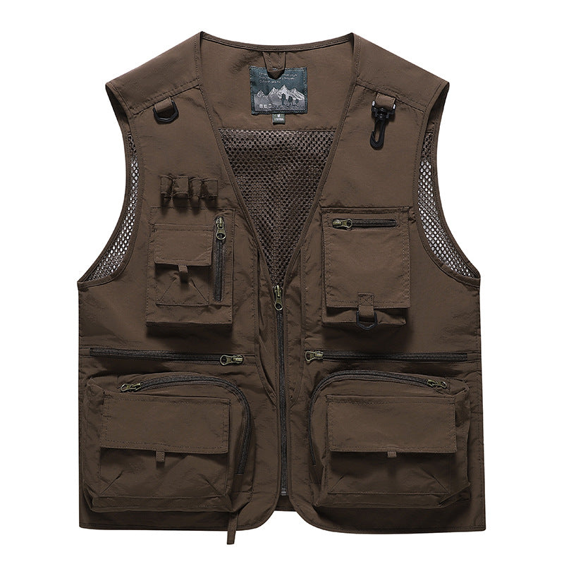 Męska Multifunctional outdoorowy utility kamizelka z numerous zamkiem kieszeniami, D-rwg i carabwer