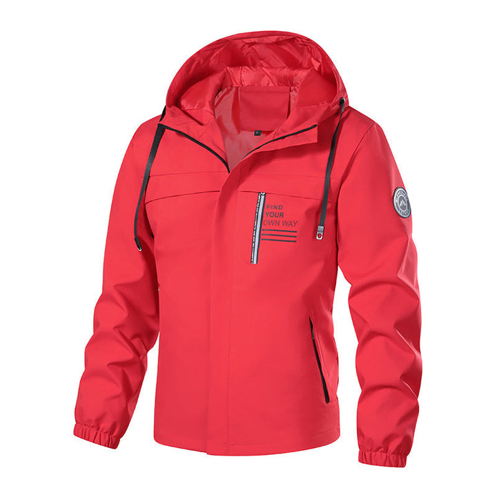 Kurtka męska softshell outdoorowy z kapturem, wodoodporny i klatka piersiowa zamkiem kieszenią