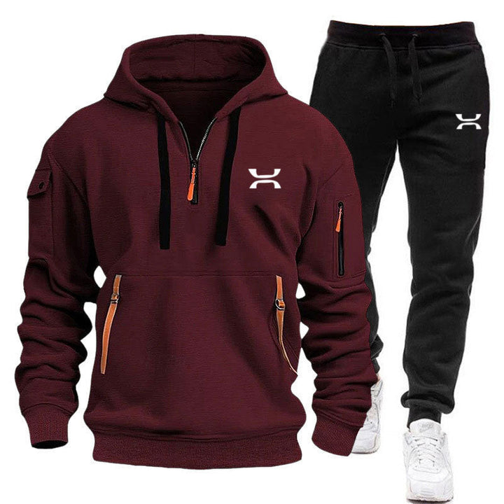 Męska Sportowa Bluza z kapturem i Tracksuit Set z Funkcjonalny Kieszenie i Sportowa Krój