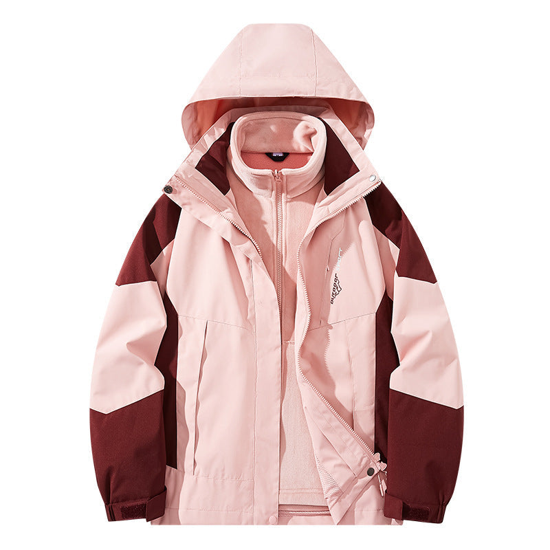 Męska wodoodporny two-warstwa trekkwg kurtka z removable fleece wner kurtka i kapturem