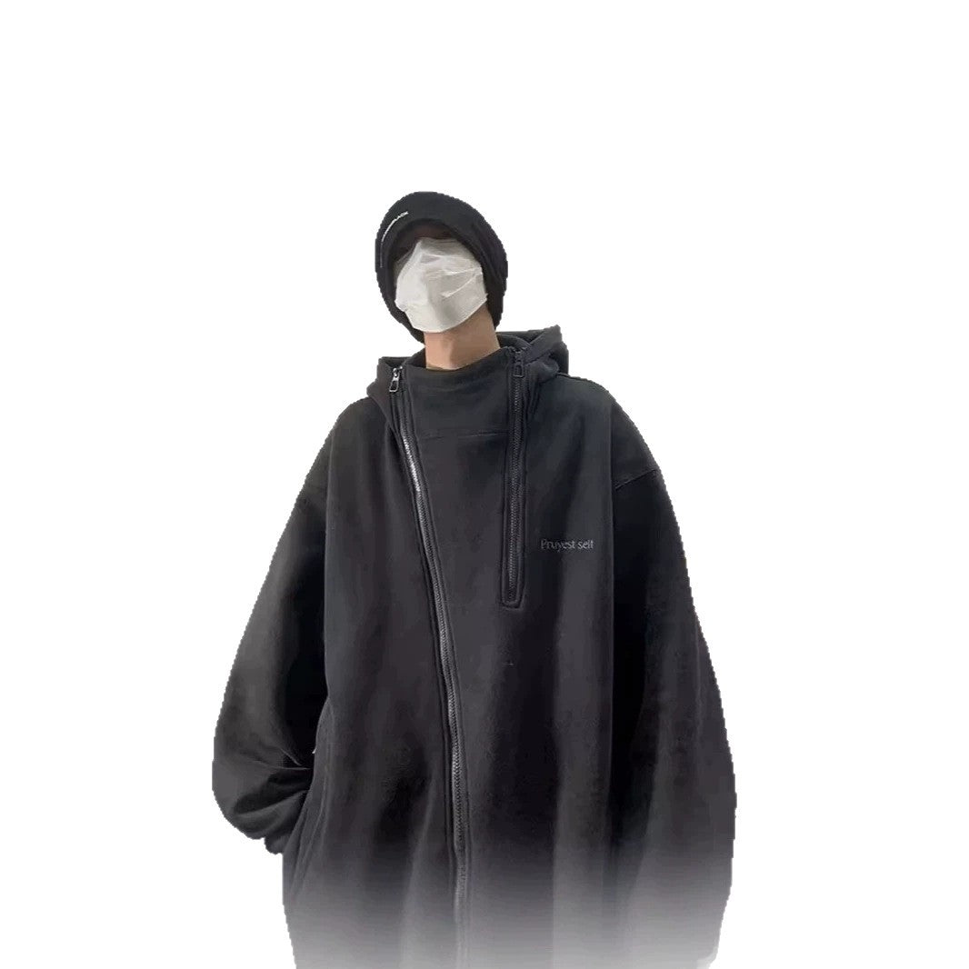 Unisex oversize polarowa kurtka z wysokim kołnierzem i zamkiem błyskawicznym Lumaza