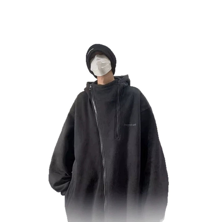 Unisex oversize polarowa kurtka z wysokim kołnierzem i zamkiem błyskawicznym Lumaza