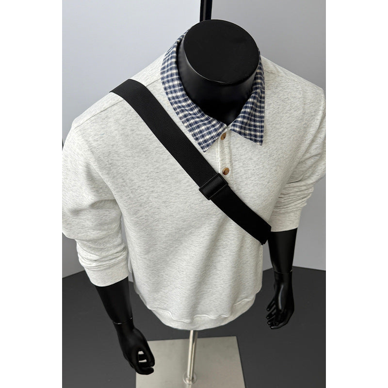 Męska Sport Bluza z Kołnierz i Shoulder Strap