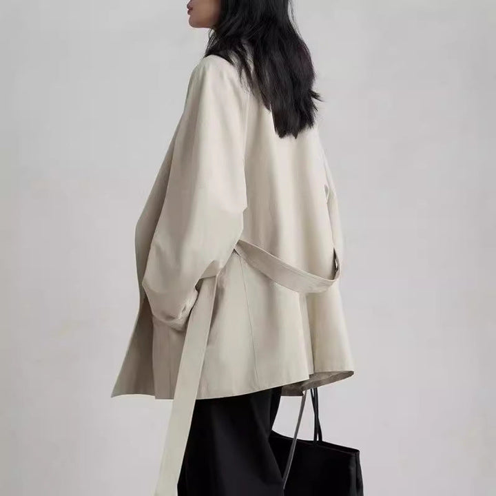 Damska Stylish Transitional kurtka z Waist paskiem Lumaza