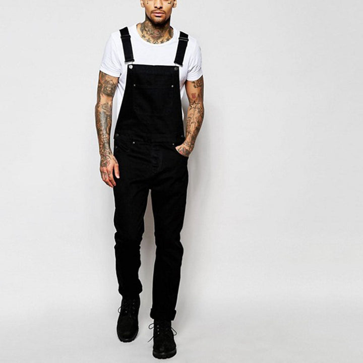 Męska casualowo denim Overalls z regulowany Straps i nowoczesny Fit