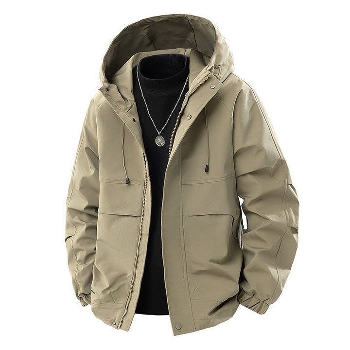 Męska Mwimalist Tech softshell parka z kapturem, ukrytym zamkiem i cargo kieszeniami na piersi