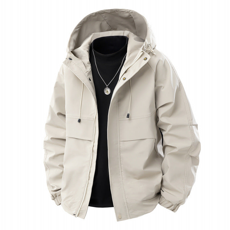 Męska Mwimalist Tech softshell parka z kapturem, ukrytym zamkiem i cargo kieszeniami na piersi