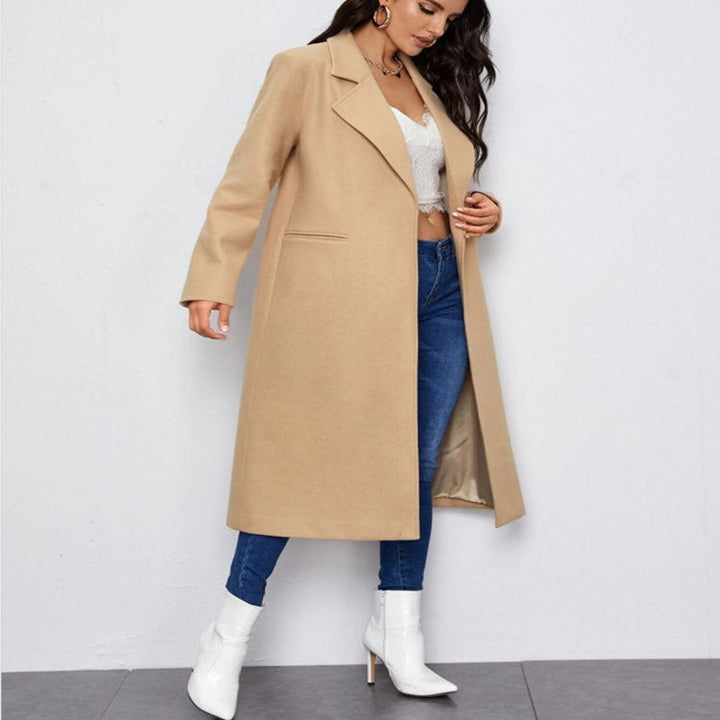 Damska Maxi Length Single dwurzędna płaszcz in Minimalist Tailoring z Concealed guzikami listwą i Side kieszeniami Lumaza