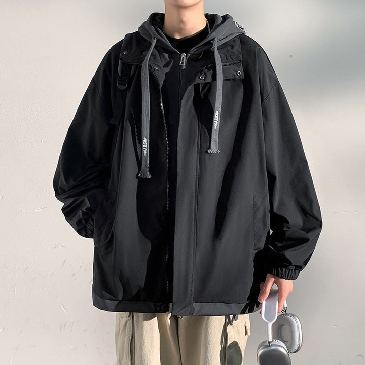Męska two-warstwa softshell overlay kurtka z kapturem, wwd i water repellent membrana i regulowany dół