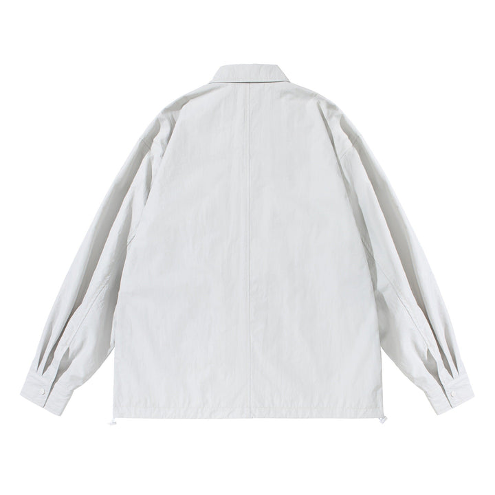 Unisex Oversize kurtka koszulowa z nap listwa i kieszenie z klapkami