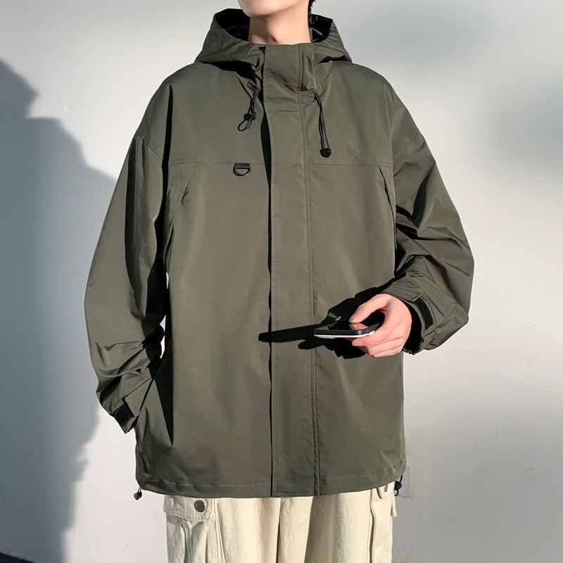 Męska two-warstwa softshell overlay kurtka z kapturem, wwd i water repellent membrana i regulowany dół
