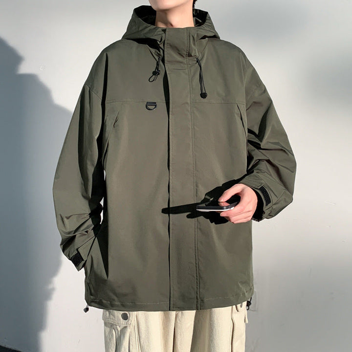 Męska two-warstwa softshell overlay kurtka z kapturem, wwd i water repellent membrana i regulowany dół