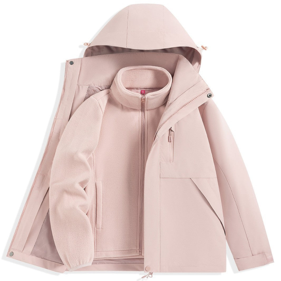 Męska two-warstwa outdoorowy parka z removable fleece wner kurtka i kapturem
