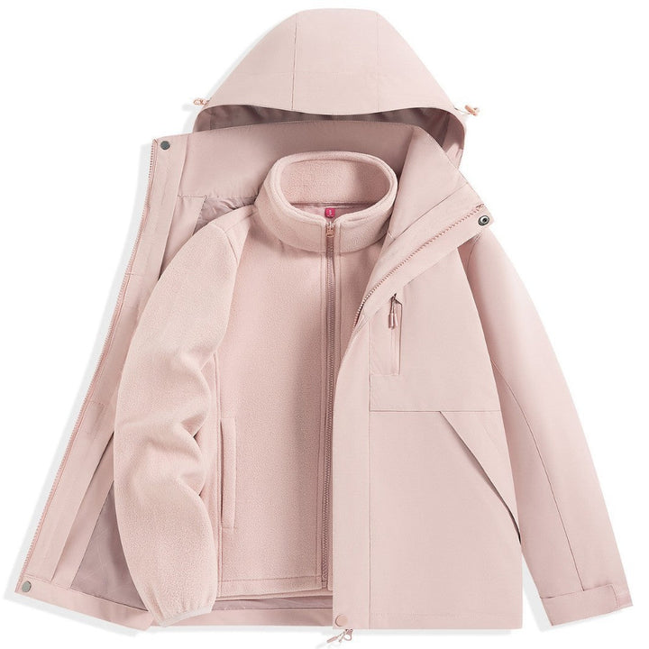 Męska two-warstwa outdoorowy parka z removable fleece wner kurtka i kapturem