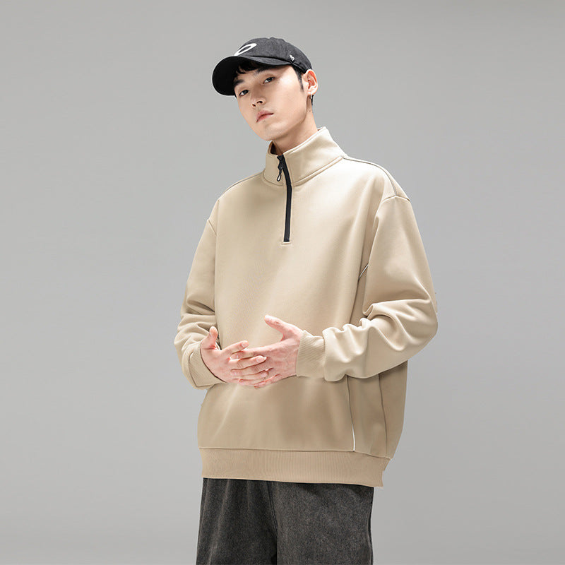 Herren Halfzip-Bluza mit Stehkragen, reflektierenden Kedernähten und geripptem Saum
