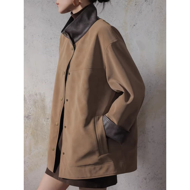 Damska Leather kurtka z nowoczesna Cut Lumaza