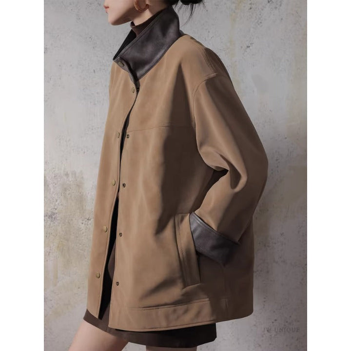 Damska Leather kurtka z nowoczesna Cut Lumaza