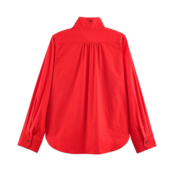 Damskie’s Oversize Kurtka koszulowa z Stójka i Patch Kieszenie na piersi